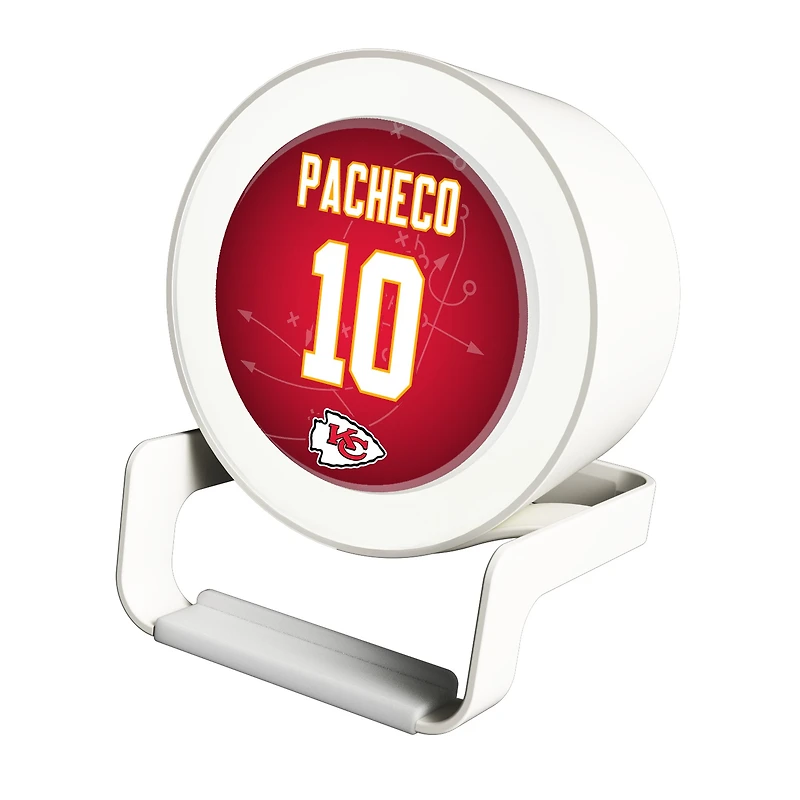 Keyscaper Isiah Pacheco White Kansas City Chiefs Night Light Charger and Bluetooth Speaker