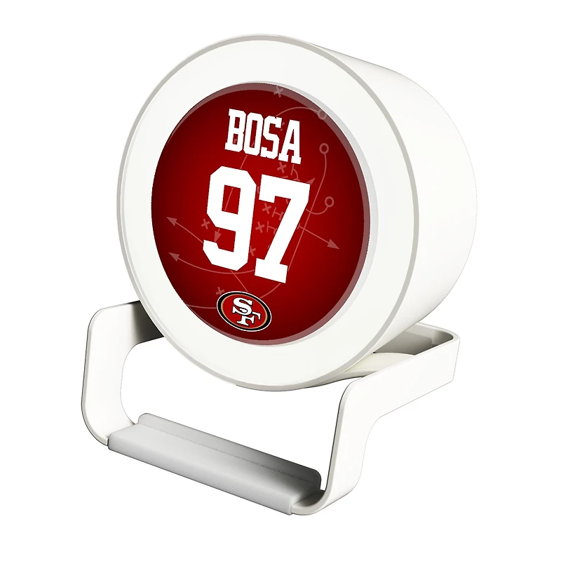 Keyscaper Nick Bosa White San Francisco 49ers Night Light Charger and Bluetooth Speaker