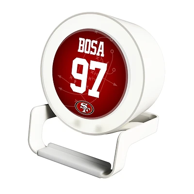 Keyscaper Nick Bosa White San Francisco 49ers Night Light Charger and Bluetooth Speaker