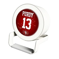 Keyscaper Brock Purdy White San Francisco 49ers Night Light Charger and Bluetooth Speaker
