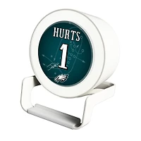 Keyscaper Jalen Hurts White Philadelphia Eagles Night Light Charger and Bluetooth Speaker