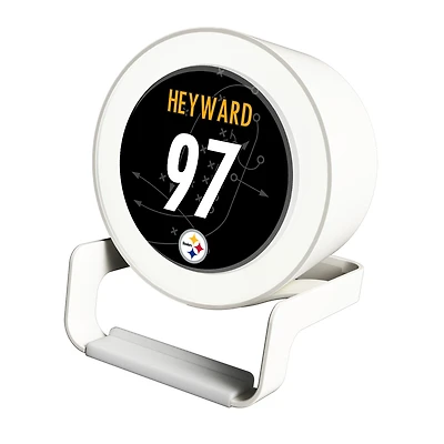 Keyscaper Cameron Heyward White Pittsburgh Steelers Night Light Charger and Bluetooth Speaker