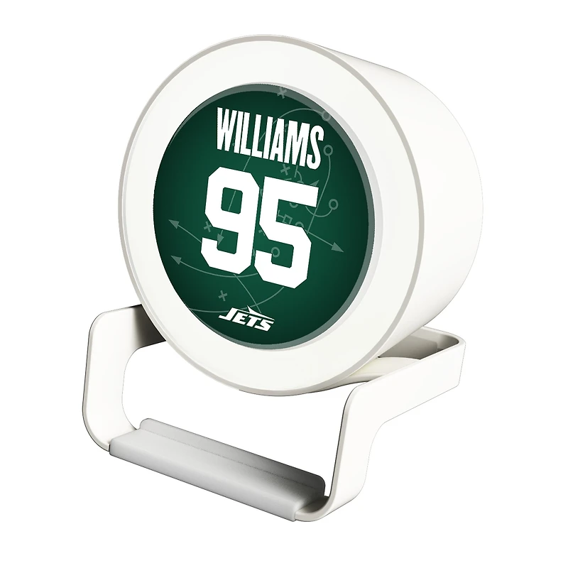 Keyscaper Quinnen Williams White New York Jets Night Light Charger and Bluetooth Speaker