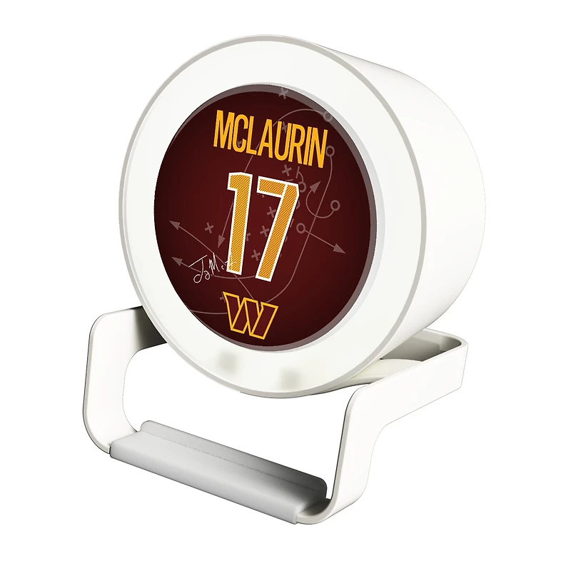 Keyscaper Terry McLaurin White Washington Commanders Night Light Charger and Bluetooth Speaker