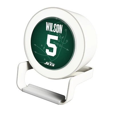 Keyscaper Garrett Wilson White New York Jets Night Light Charger and Bluetooth Speaker