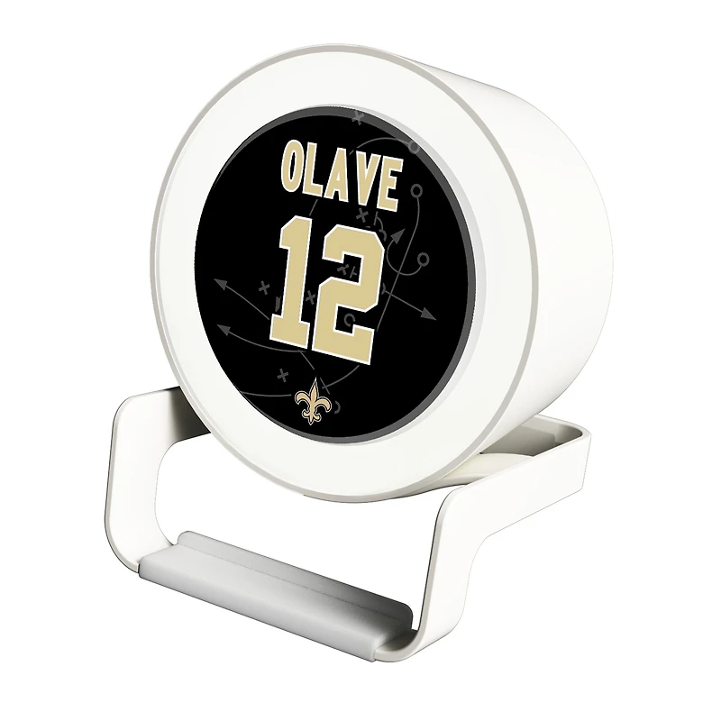 Keyscaper Chris Olave White New Orleans Saints Night Light Charger and Bluetooth Speaker