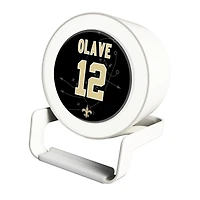 Keyscaper Chris Olave White New Orleans Saints Night Light Charger and Bluetooth Speaker