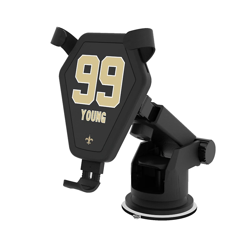 Keyscaper Chase Young Black New Orleans Saints Wireless Car Charger