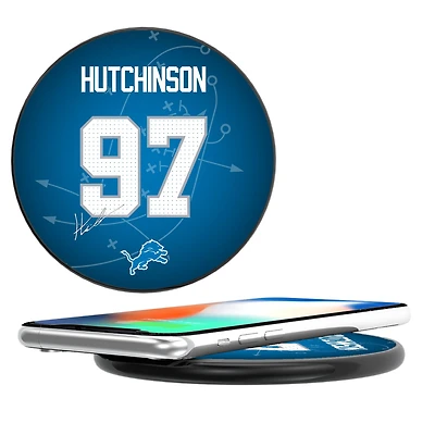 Keyscaper Aidan Hutchinson Black Detroit Lions Wireless Charging Station