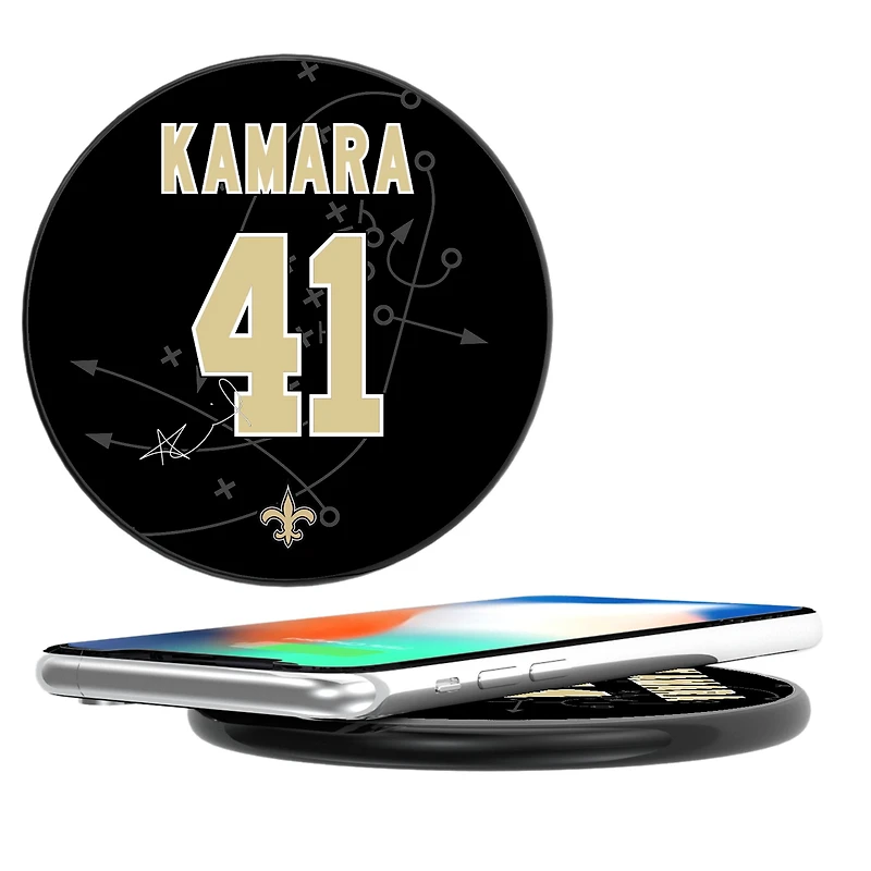 Keyscaper Alvin Kamara Black New Orleans Saints Wireless Charging Station