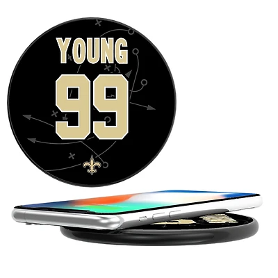 Keyscaper Chase Young Black New Orleans Saints Wireless Charging Station