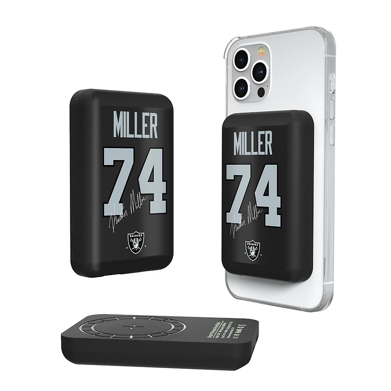 Keyscaper Kolton Miller Las Vegas Raiders 5000mAh Wireless Magnetic Power Bank