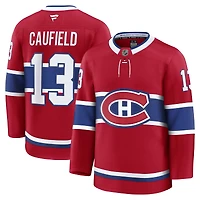Men's Fanatics Cole Caufield Red Montreal Canadiens Home Premium Jersey