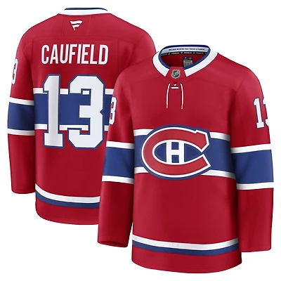 Men's Fanatics Cole Caufield Red Montreal Canadiens Home Premium Jersey