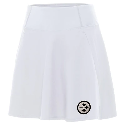 Women's Antigua White Pittsburgh Steelers  Brushed Carbon Chip Skort