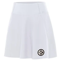 Women's Antigua White Pittsburgh Steelers  Brushed Carbon Chip Skort