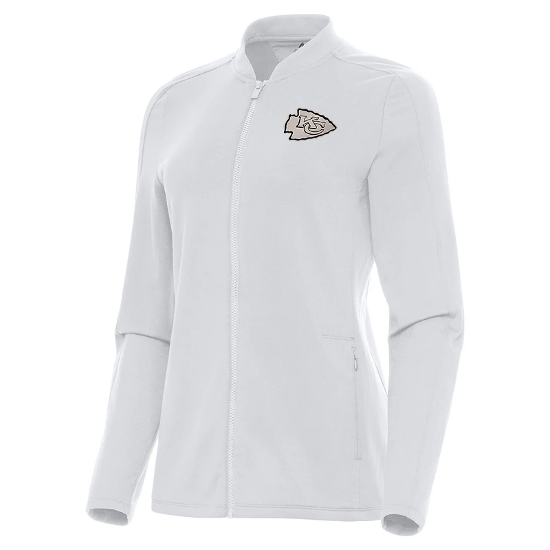 Women's Antigua  White Kansas City Chiefs Continual Full-Zip Jacket