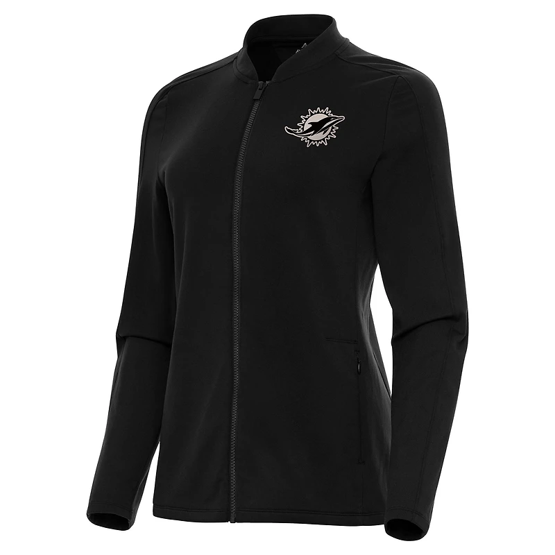 Women's Antigua Black Miami Dolphins Continual Full-Zip Jacket