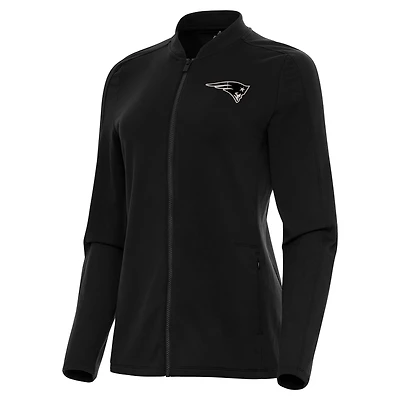 Women's Antigua Black New England Patriots Continual Full-Zip Jacket
