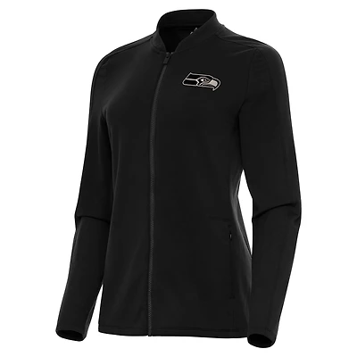 Women's Antigua Black Seattle Seahawks Continual Full-Zip Jacket