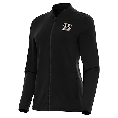 Women's Antigua Black Cincinnati Bengals Continual Full-Zip Jacket