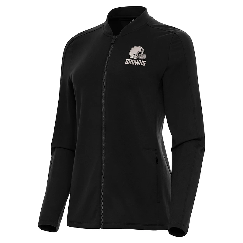 Women's Antigua Black Cleveland Browns Continual Full-Zip Jacket