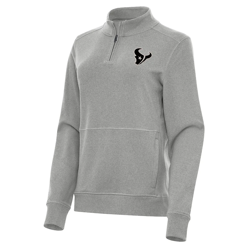 Women's Antigua  Heather Gray Houston Texans Crush Quarter-Zip Top