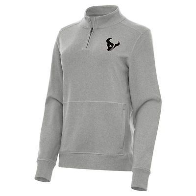 Women's Antigua  Heather Gray Houston Texans Crush Quarter-Zip Top