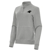 Women's Antigua  Heather Gray Carolina Panthers Crush Quarter-Zip Top