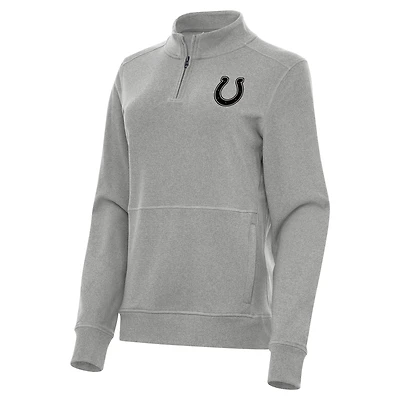 Women's Antigua  Heather Gray Indianapolis Colts Crush Quarter-Zip Top
