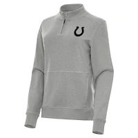 Women's Antigua  Heather Gray Indianapolis Colts Crush Quarter-Zip Top