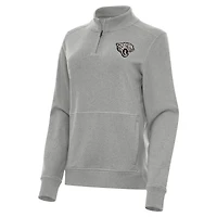 Women's Antigua  Heather Gray Jacksonville Jaguars Crush Quarter-Zip Top