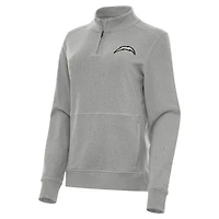 Women's Antigua  Heather Gray Los Angeles Chargers Crush Quarter-Zip Top