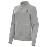 Women's Antigua  Heather Gray Minnesota Vikings Crush Quarter-Zip Top