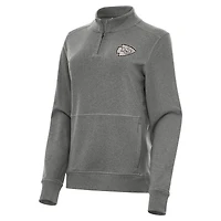 Women's Antigua Heather Kansas City Chiefs Crush Quarter-Zip Top