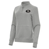 Women's Antigua  Heather Gray San Francisco 49ers Crush Quarter-Zip Top
