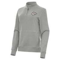 Women's Antigua Heather Kansas City Chiefs Crush Quarter-Zip Top