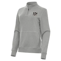 Women's Antigua  Heather Gray Cincinnati Bengals Crush Quarter-Zip Top