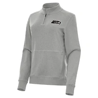 Women's Antigua  Heather Gray Seattle Seahawks Crush Quarter-Zip Top