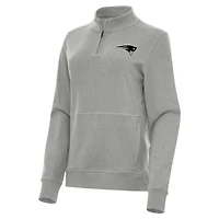 Women's Antigua  Heather Gray New England Patriots Crush Quarter-Zip Top