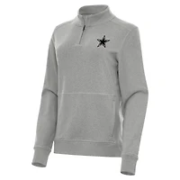 Women's Antigua  Heather Gray Dallas Cowboys Crush Quarter-Zip Top