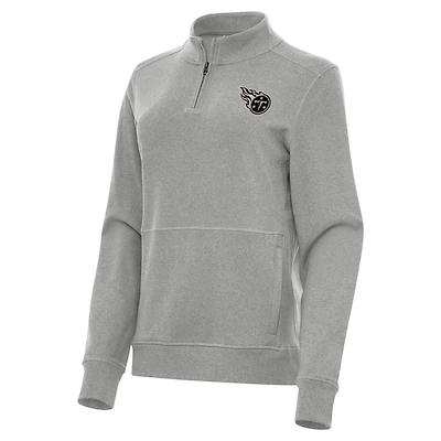 Women's Antigua  Heather Gray Tennessee Titans Crush Quarter-Zip Top