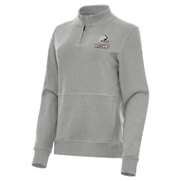 Women's Antigua  Heather Gray Cleveland Browns Crush Quarter-Zip Top