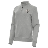 Women's Antigua  Heather Gray Tampa Bay Buccaneers Crush Quarter-Zip Top