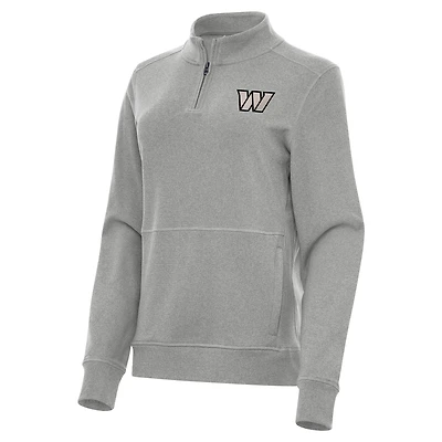 Women's Antigua  Heather Gray Washington Commanders Crush Quarter-Zip Top