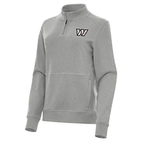 Women's Antigua  Heather Gray Washington Commanders Crush Quarter-Zip Top