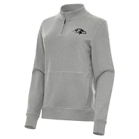 Women's Antigua  Heather Gray Baltimore Ravens Crush Quarter-Zip Top