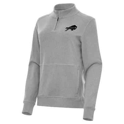 Women's Antigua  Heather Gray Buffalo Bills Crush Quarter-Zip Top