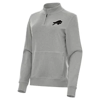 Women's Antigua  Heather Gray Buffalo Bills Crush Quarter-Zip Top