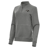 Women's Antigua  Heather Black Baltimore Ravens Crush Quarter-Zip Top